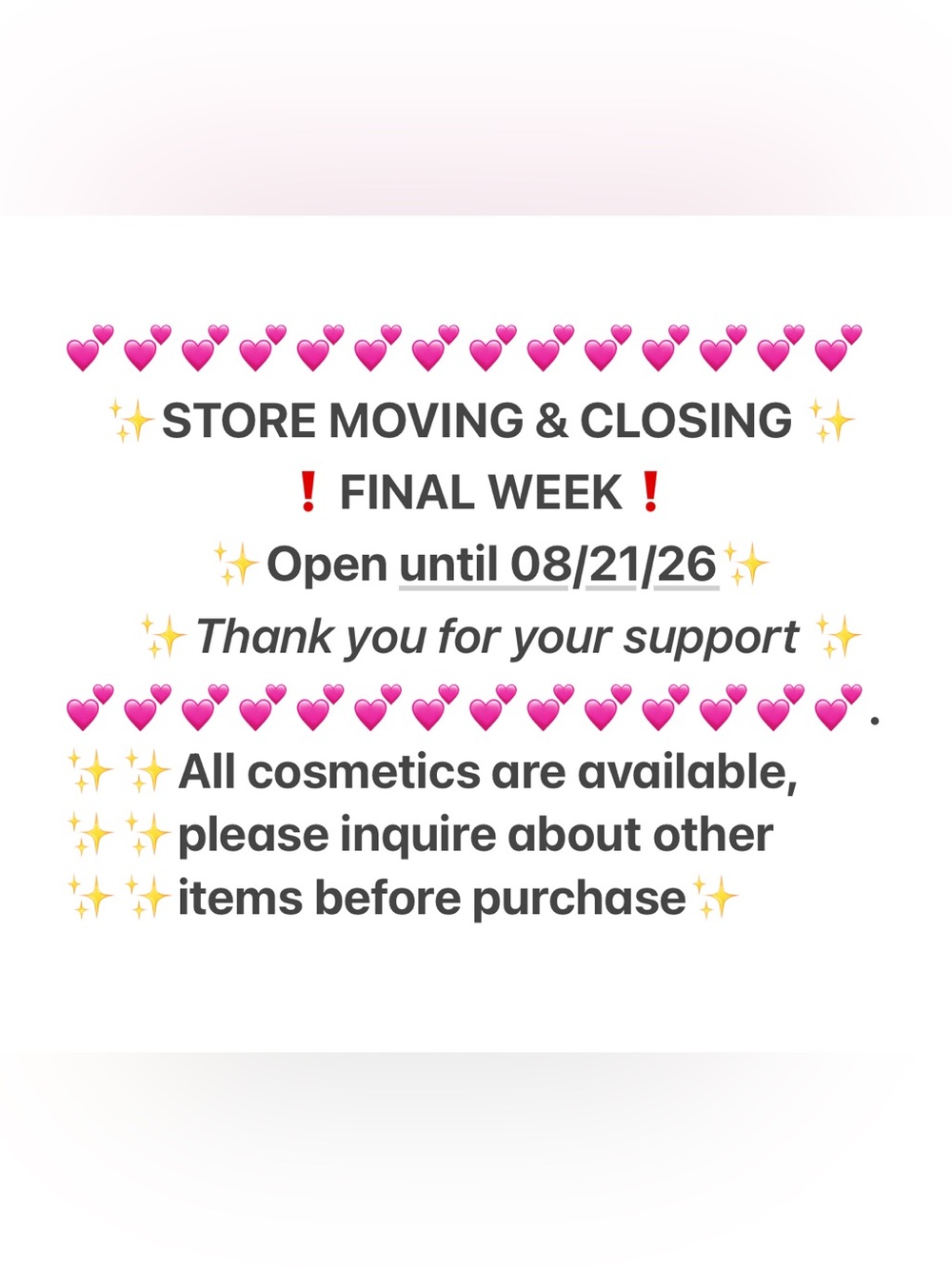 💥📣Store Closing 📣 Announcement 💥